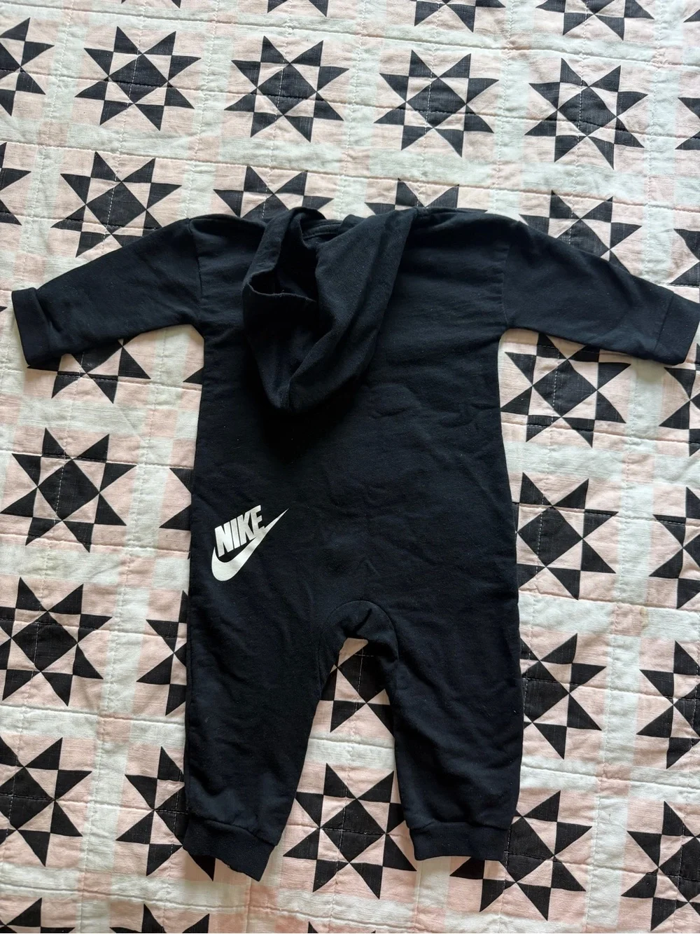 Nike Black and White Zip-Front Kids One-Piece Bodysuit